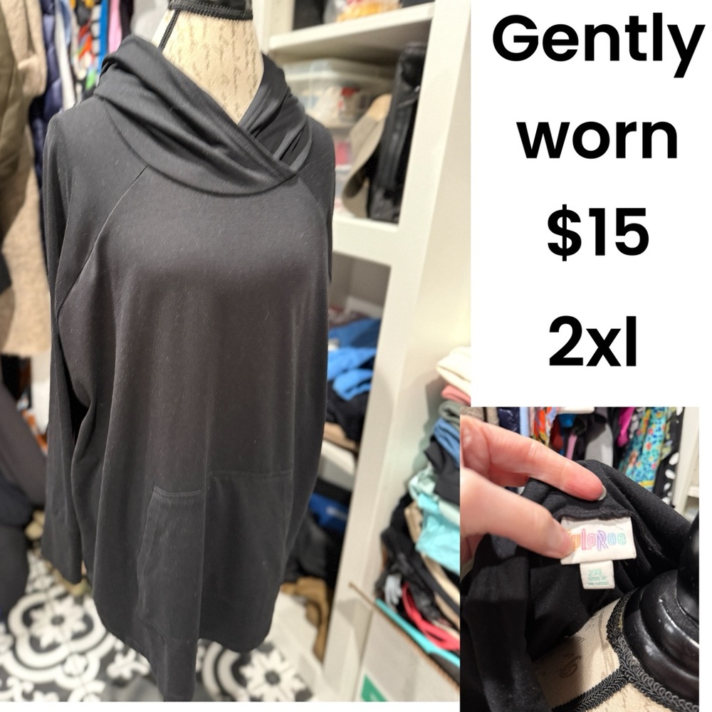 LuLaRoe Black Hooded Pullover Sweatshirt
